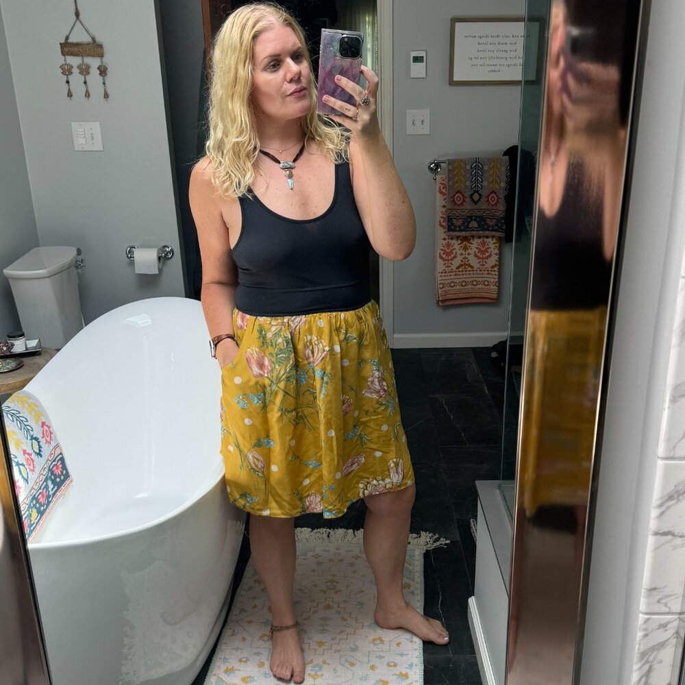 Anthropologie Maeve Dress Medium Floral Black Tank